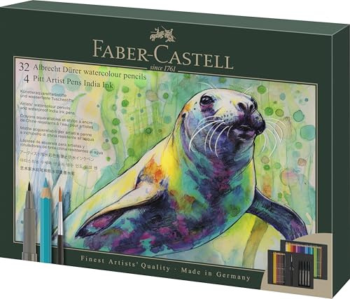 FABER-CASTELL 217553 – Presentförpackning Albrecht Dürer & Pitt Artist Pen, 37 delar, konstnärsmaterial för nybörjare och proffs