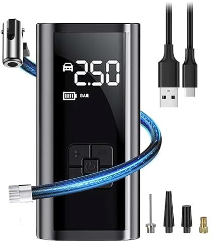 EAFCAuto Mini compresor de Aire portátil de 12 V 150 PSI, Bomba de Aire eléctrica, inflador Digital de neumáticos para Coche, Motocicleta y Bicicleta.