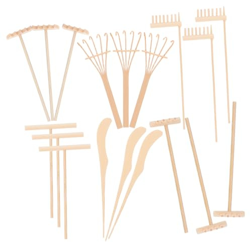 KONTONTY Mini Outils Râteaux Zen pour Jardin de Sable Kit Complet pour Décoration Maison et Bureau Accessoires et Concentration