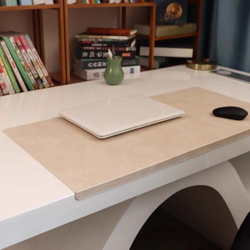 Luxuriöse Leder-Laptop-Schreibtischunterlagen, großes Mauspad mit Kantenschutz, wasserdichte Tischmatte, glatte Schreibunterlage für Büro und Zuhause (50x100cm, Beige)