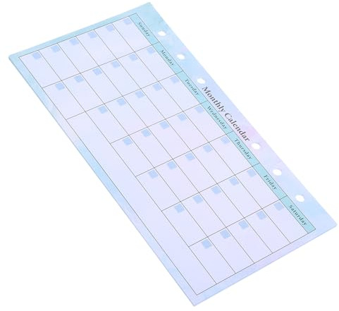 SUPVOX Recambio para Planificador Mensual A6 de 14 Hojas Encuadernación de 6 Anillas Insertos Desprendibles de Papel Grueso Diseño de Acuarela Degradado Adecuado para Organización y