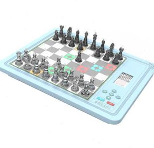 Cryfokt Elektronisches Schachspiel mit KI-Gegner, Intelligentes Leuchtdesign für das Training Logischer Fähigkeiten für und Erwachsene, Magnetisches Computer-Schachbrettspiel (Blue)