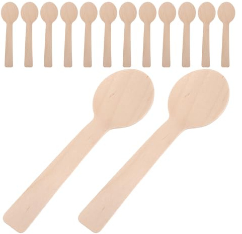 CLISPEED Lot de 100 Mini-Cuillères en Bois de Bouleau 10 CM Petites Cuillères à Café Miel Naturelles Écologiques pour Épices Desserts Condiments Service Thé et Table Raffinée