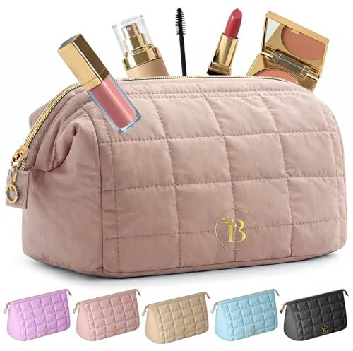 Trousse de Toilette Femme Matelassée - Grande Ouverture - Rangement Voyage