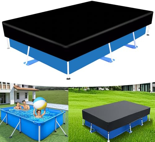 Mineup Bâche De Piscine Rectangulaire, 221 X 150 Cm Bâche Solaire pour Piscin, Bâche Pliable pour Piscin Hors Sol, Anti-poussière Imperméable, Durable pour Piscine À Cadre Rectangulaire