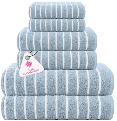 Casa Copenhagen 6-teiliges Badehandtuch-Geschenkset, 600 g/m², Altblau