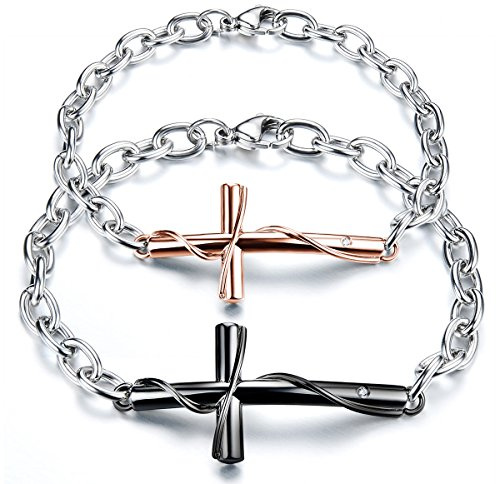 OIDEA Paar Armband aus Edelstahl Panzerkette Armkette mit Gravur, Gold Rosegold Silber Armreif Pärchen Armreifen Partner Armbänder Schmuck Geschenk für Verliebte Damen Herren Paare Valentinstag