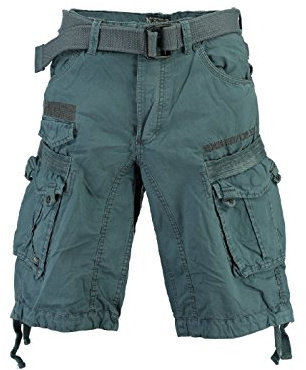 Geographical Norway Panoramic Men – Bermuda Herren Casual Baumwolle – Shorts Herren Sport Cargo – Bermudas atmungsaktiv Chino – kurze Shorts mit Gürtel – normale Passform bequem, blau, XL