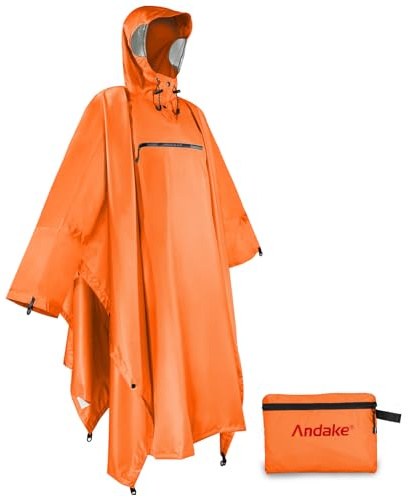 Andake Waterproof Durable Rain Poncho,Reusable Rain Jacket for Outdoor Activities and Emergencies,Lightweight, Wrinkle-Resistant Rain Gear with Transparent Viewing Window, for Men and Women