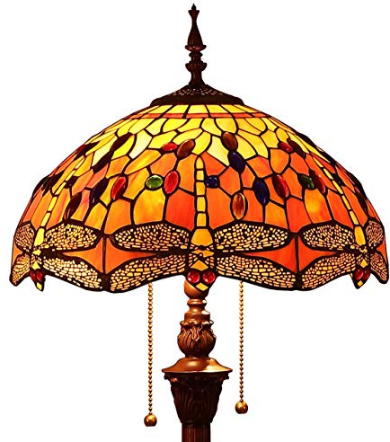 Bieye L30712 Tiffany-Stil Stehlampe Libelle, Orange, 165 cm