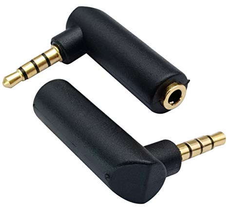AAOTOKK Convertitore Audio per Cuffie da 3,5 mm Ad Angolo Retto a 90 Gradi 4 Poli 3,5 mm (1/8 di Pollice) Maschio a Femmina TTRS Adattatore di Prolunga Audio Stereo (2 Pezzi/4 Poli)