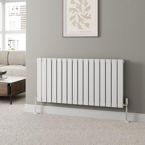 DuraTherm® 600 x 1216mm White Horizontal Designer Radiator Double Column Flat Panel Modern Central Heating Panels Bathroom Radiators