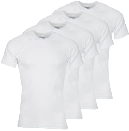 Athena - T-shirts för herr med V-ringning - ekologisk bomull 8A69 - enfärgad (set med 4), Vitt och blått, XXL