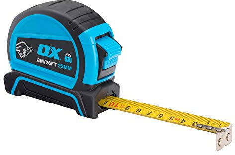 OX Pro Dual Auto Lock Tape Measure - 8m, Blue