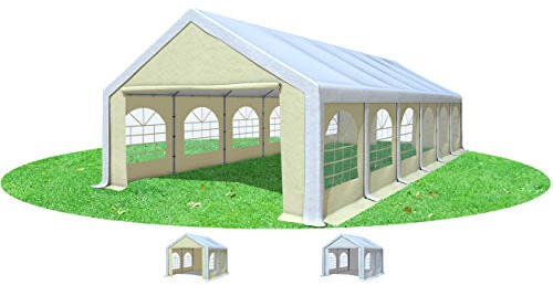 Stabilezelte Partyzelt 5x12m Modular Professional PVC 500 g/m² mit Fenster Weiss BEIGE