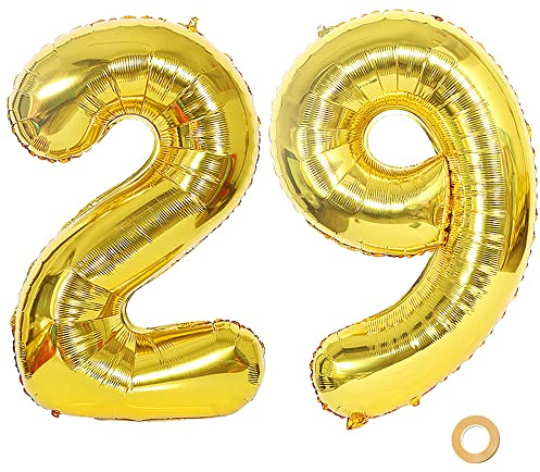 Ceqiny Digitaler Ballon Luftballons Nummer Zahl 29 Ballon Großer Folienballon in 40 2 Stück Zahlenballons Digitaler Ballon in Gold für Geburtstag Hochzeit Jubiläum oder Sonstige Feierliche Anlässe