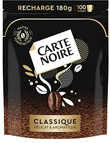 CARTE NOIRE - Café Soluble « Classique » - Café Instantané - Délicat et Aromatique - Eco-Recharche de 180 g - Fabriqué en France