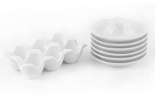 Holst Porzellan Caja de huevos con seis hueveras, 7 piezas.