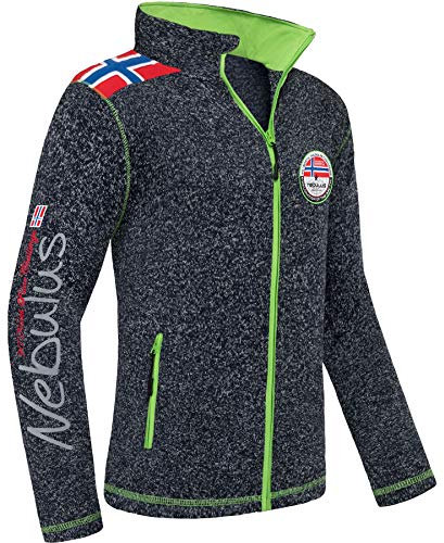 Nebulus Herren Fleecejacke NORKY, warme Fleece Jacke, mit langem Full-Zip Reißverschluss, Navy meliert - XXL