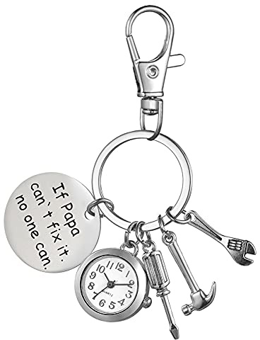 JewelryWe Herren Taschenuhr Schlüsselanhänger mit Gravur ‘Love You Daddy' Werkzeug Sets Anhänger Quarz Analog Uhr Geschenk für Vatertag