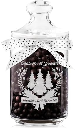 Maverton Biscottiera in vetro, incisione personalizzata, capienza 1L | Chiusura ermetica, dimensioni 21 cm x 8,5 cm, idea regalo per il Natale, albero di natale