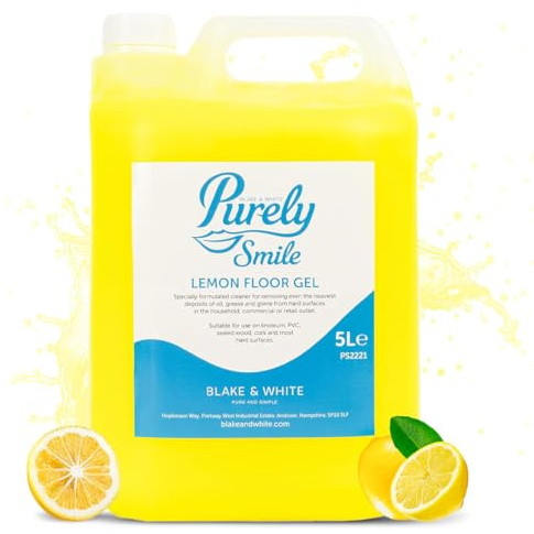 Blake & White Purely Smile Lemon Floor Gel 5L - Powerful Floor Cleaner Liquid for Tiles & Hard Surfaces - Removes Oil, Grease & Grime Deposits - Suitable for Linoleum, PVC & Sealed Wood