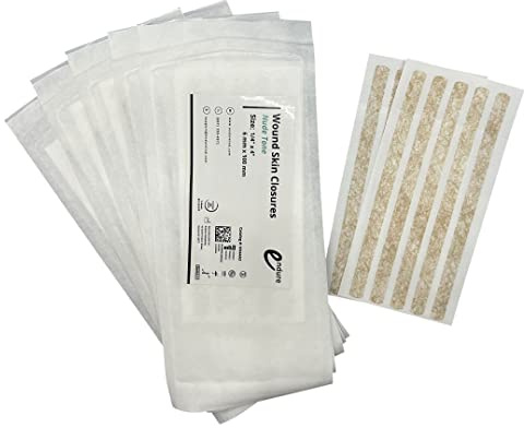 Endure Ind Wound Skin Closures, 5 on Each Sheet, 2 Sheets per Pouch, 5 Pouches per Box, 50 Total (1/4 x 4 Nude Tone)