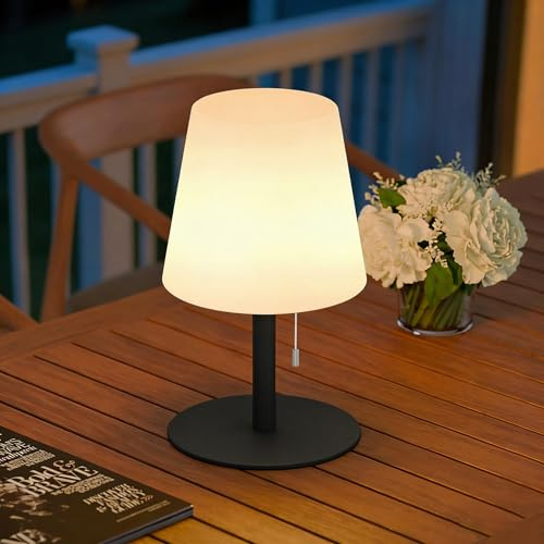 MALUX LED Akku Tischlampe Kabellos Warmweiß Dimmbar 8 Farben Farbwechsel Outdoor Tischlampe Wasserdicht IP44 Ideales led tischlampe Dekor für Haus Garten Hotel Balkon Esstisch (Grau)