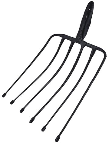 BAUSTER® Fourche à pommes de terre à 6 dents - Fourche à fumier agricole - Fourche à foin - Fourche à betterave - Fourche de jardin robuste avec sécurité