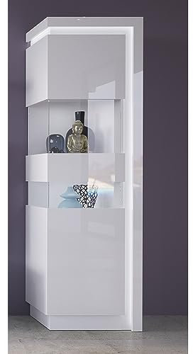 Lomadox Vitrinenschrank mit indirekter Beleuchtung, Türanschlag Links, in weiß Hochglanz, B/H/T ca. 60/198,5/42 cm