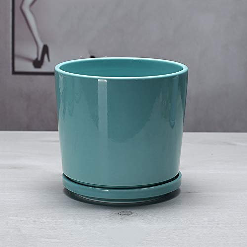 Blumentopf Keramik Große Grüne Sukkulente Kreative Persönlichkeit Großer Durchmesser Mit Tablett Blumentopf Outdoor Indoor Balkon Pflanze Blumentopf (Color : Style 4, Size : L)