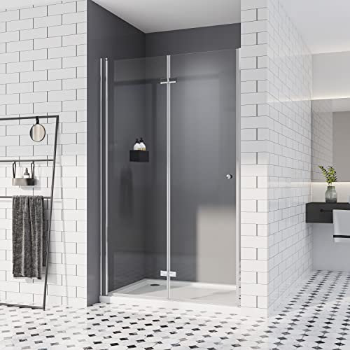 Duschtür 80cm Falttür Nischendrehtür 180° Duschwand 6mm ESG Sicherheitsglas Falttür Duschkabine Dusche Höhe 185cm