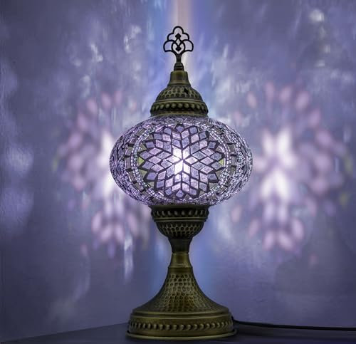 VALVELLO | Lampada A Mosaico | Viola | Turca Marocchina, Stile Tiffany, Decorativa In Vetro Per Camera Da Letto, Soggiorno, Regalo Per Occasioni Speciali/Persona Speciale