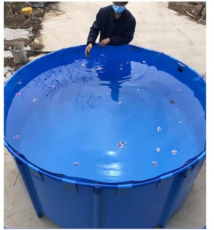 Piscinas Desmontables, Circular Lona Estanque De Peces Estanque con Paréntesis Grande Acuario Plegable Piscina Infantil Pecera For La Cría Koi Agriculture, Fácil De Instalar (Color : Blue, Size : 1.