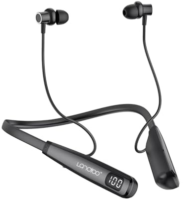 LANDIBO Trådlösa vattentäta sporthörlurar med 50 timmars uppspelningstid, Bluetooth-hörlurar med mikrofon, brusreducering, används för gymlöpning och träning (Y11/6P)