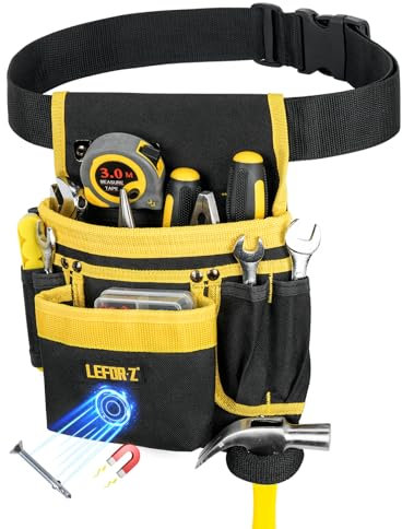 Ceinture Outils,Ceinture porte Outils mit 13 poches,Amovible et Réglable Sac à Outils Magnétique,Ceinture à Outils Rembourrée Robuste pour Hommes,pour électriciens,Charpentiers,Ouvriers du bâtiment