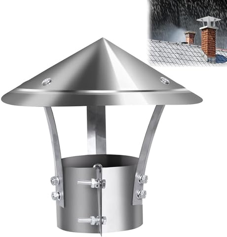 Chapeau De Cheminée,Chapeau Capot Cheminée Chapeau Conduit De Fumée Chapeau De Cheminée Pare Pluie INOX,Anti-Pluie Et Neige,pour Cheminee Ou Fumisterie Poele Exterieur Tubage,Diameter 80mm