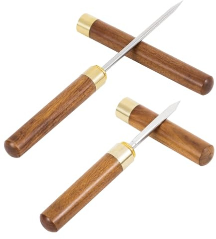 HANPINYUAN Ice Pick 2pcs, Ice Picks for Breaking Ice in Freezer Tool,Break the Ice Pick Stainless Steel with Cover,Tea Knife,Non-Slip Wooden Handle For Easy To Grip (Brown)