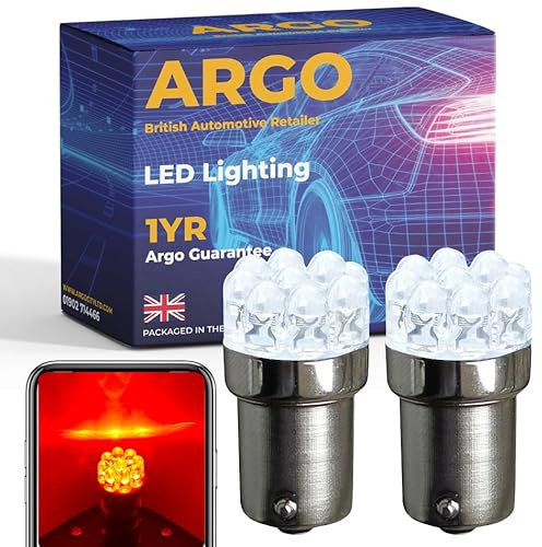 Argo 380 P21/5w Bulb Led Xenon Red Stop Tail Brake Light Bulbs 9 Led Lens 1157 Bay15d Rear lamp Halogen Replacement Upgrade Bulb P21/5w Car Light Bulbs 12v