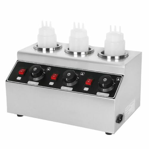 240w Chauffe-sauce électrique alimentaire 3 casseroles thermostat de sauce chaude humide en acier inoxydable 30℃ - 85℃ distributeur fonte fromage au chocolat machine conservation chaleur confiture