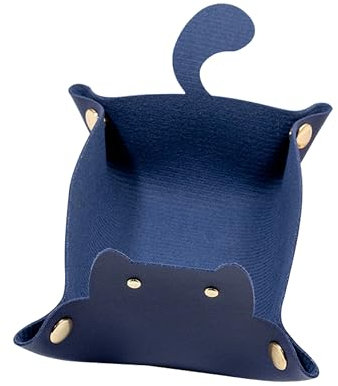 lesulety Vide Poche Plateau Decoratif Vide Poche Entree Plateau Bijoux Petit Plateau Coupelle Decorative Forme De Chat Plateaux à Bijoux,Bleu