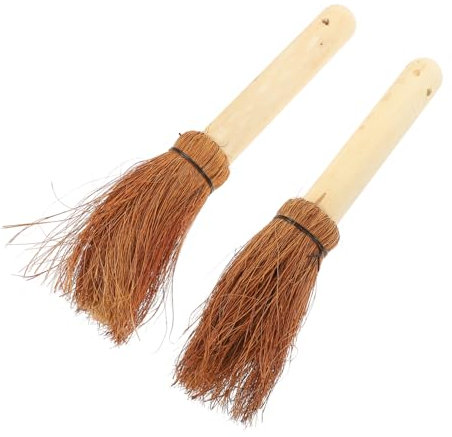 Amosfun 2pcs Pot Brush Wood Handle Natural Scrub Brush for Kitchen Cleaning for Washing up