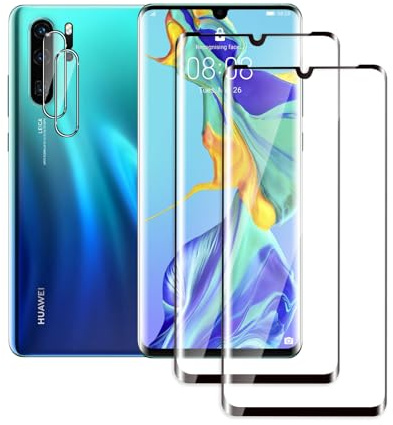 QZJinch 2+2 Stück,Panzer Schutz Glas für HUAWEI P30 pro,3D-Vollabdeckung,9H-Härte,Anti-Öl,Anti-Fingerabdruck,HD Schutzglas,Bläschenfrei，High Sensitivity