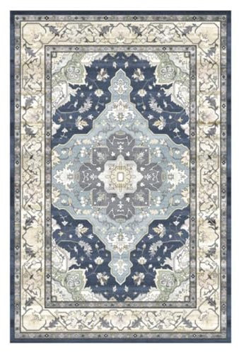 RUGMRZ Antirutsch Für Teppich Spiel Teppiche Blaue Pflanzen floral Design Wohnzimmer Esszimmer traditionellen Teppich pflegeleicht Fleckerlteppich 160X230CM