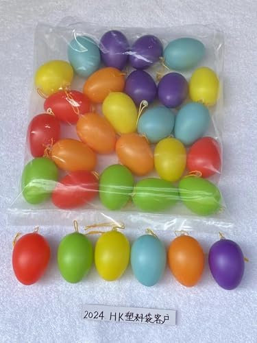 khevga Decorazione per uova di Pasqua XL, 8 cm, colorata e multicolore con nastro da appendere, set da 24 pezzi, per Pasqua, resistente alle intemperie, per interni ed esterni, perfetto come