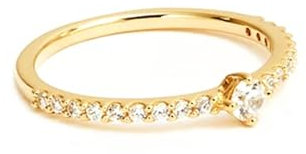 Whoiy Damenring Gelbgold 585 Halbe Ewigkeit, 14k Echt Gold Verlobungsring Zart Moissanit Ringe für Frauen Größe 51 (16.2)