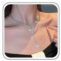Cimenexe Böhmischen Kristall Schneeflocke Choker Halskette Silber Schneeflocke Y Lariat Halskette Strass Gefroren Schneeflocke Anhänger Halskette Cz Gepflastert Winter Schnee Kragen Halskette