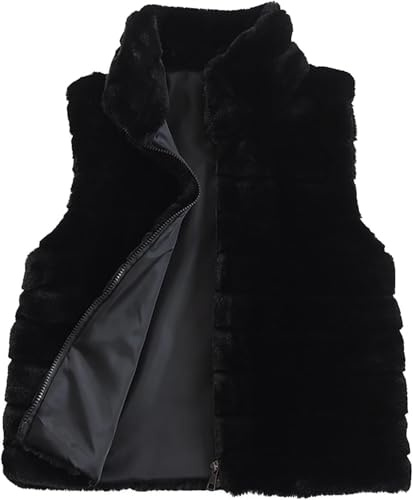 Gilet court en fausse fourrure pour femmes - Élégant, duveteux et moelleux, veste sans manches à fermeture éclair, douce et chaude pour l'hiver, veste tendance, gilet élégant, cardigan confortable