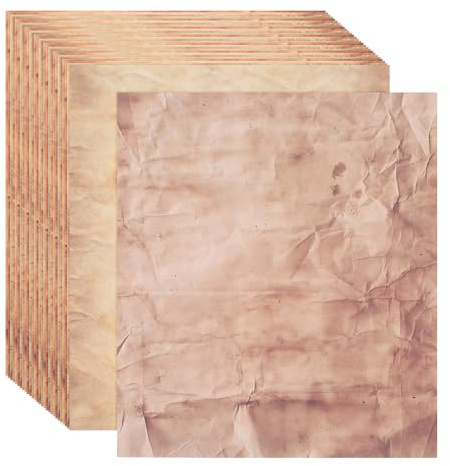 sourcing map 48 Sheets Vintage Paper, Parchment Standard Printer Paper Double-Sided Old Aged Sheet with Wrinkles 11 x 8 Inch Light Brown for Scrapbooking, Gift Wrapping, Certificates