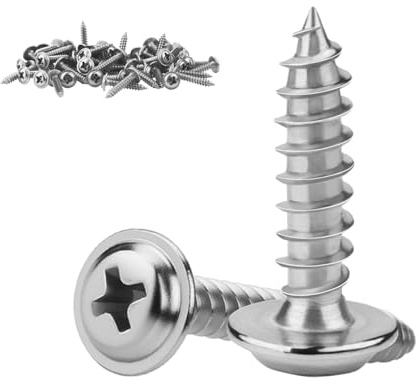 KGGZKG 30 Pcs Pan Head Screws M5x12x10.5mm Phillips Wafer Head 304 Stainless Steel Wood Screws Self Tapping Screws Multi Purpose Round Dome Head with Washer for Construction Hardware Silver